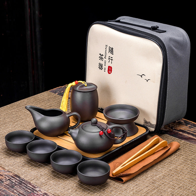 Zisha Travel One Pot Four Cups Portable Tea Set