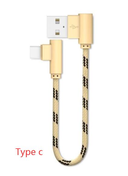 Double Elbow Braided Data Cable Micro Usb Android Mobile Phone Universal V8 Right Angle 90 Degree Charging Short Cable 20cm