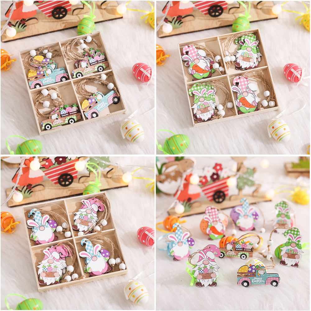 Easter Decorations Wooden Rabbit Car Charm