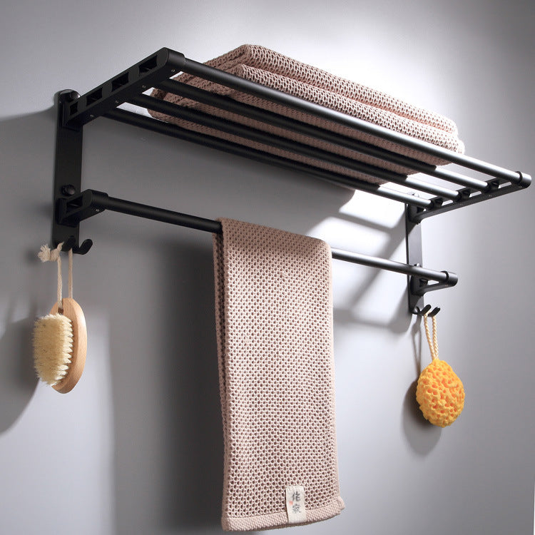 Bathroom Wall-mounted Matt Black Space Aluminum Bath Towel Rack