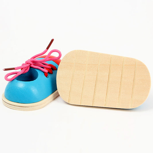 Children's educational wooden shoes laces