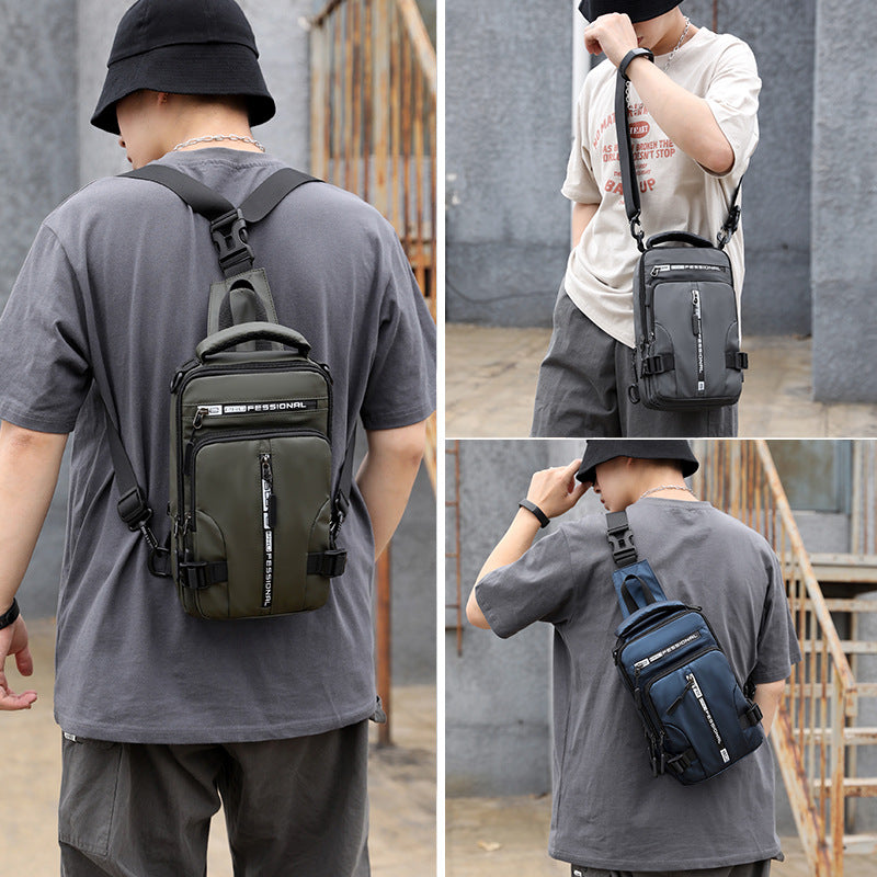 Cross-border Exclusively For New Men's Multi-functional Chest Bag Fashion Casual Shoulder Messenger Bag Waterproof Space Cloth Small Backpack