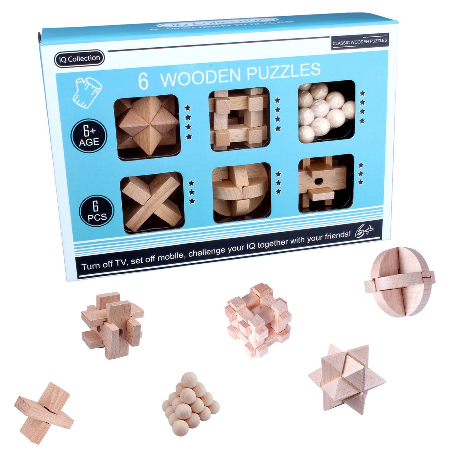 Beech Wood Kongming Lock Six-piece Set Of Intellectual Toy