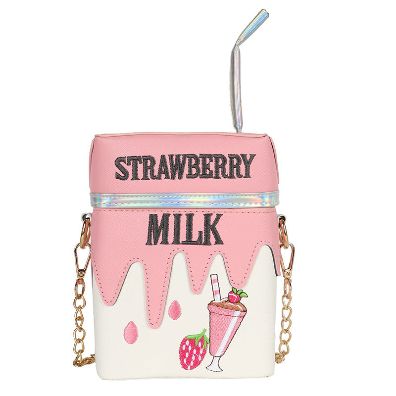Embroidered Strawberry Lemon Fruit Straw Crossbody Bag