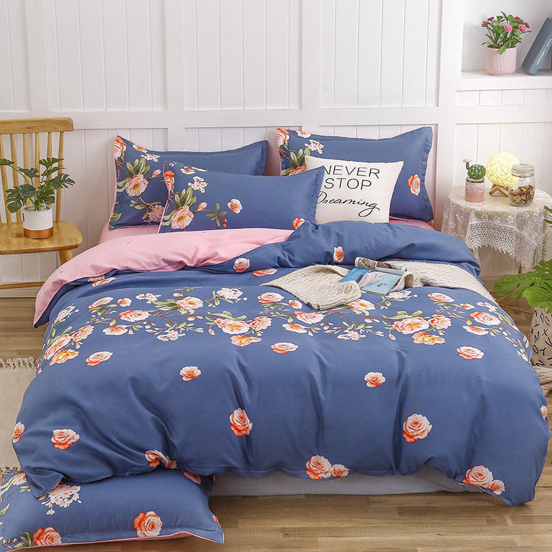 Simple Cotton Sanding Four-piece Set Thickening Small Bed Quilt Cover