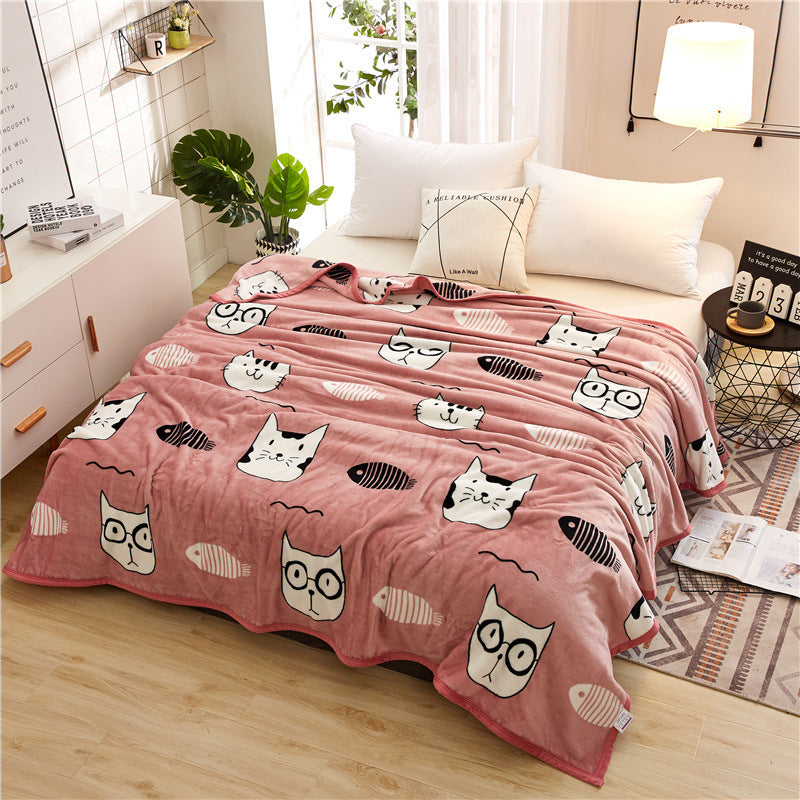 Thickened Cloud Mink Velvet Double Printed Sheet Blanket