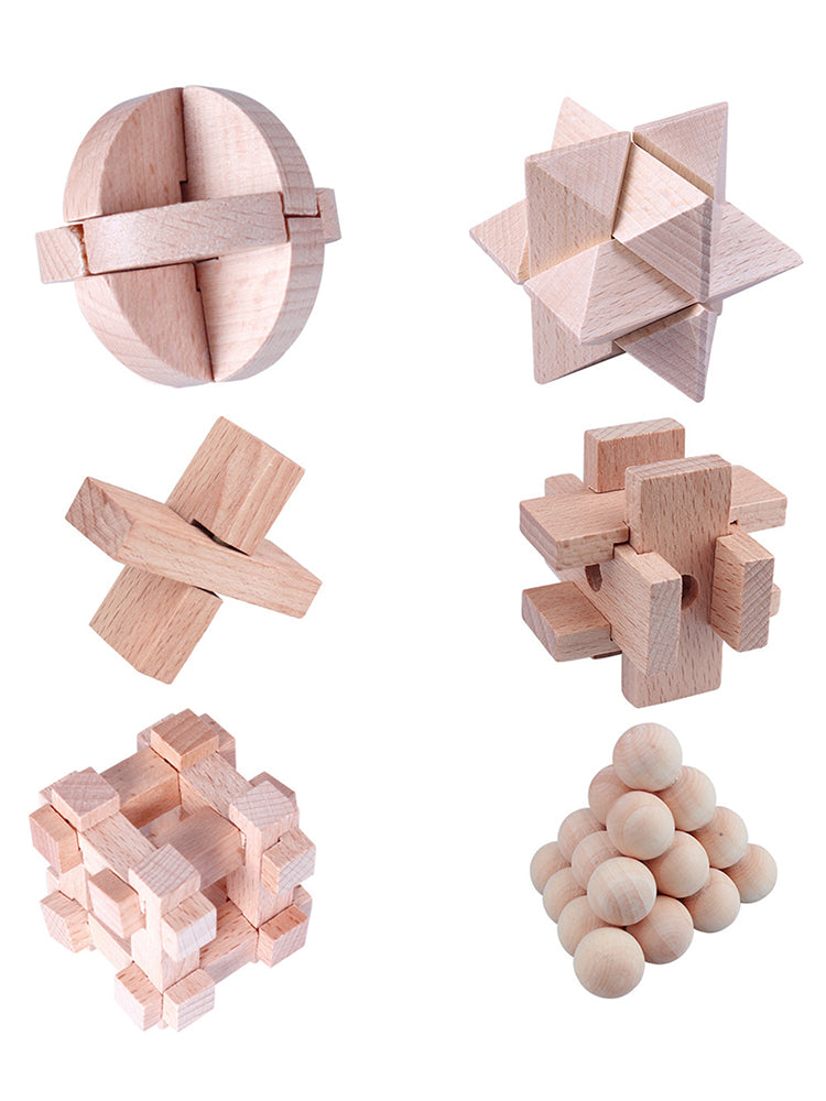 Beech Wood Kongming Lock Six-piece Set Of Intellectual Toy