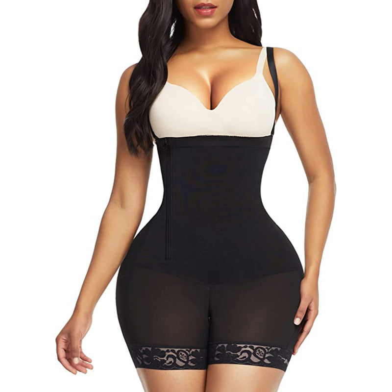 Sling Fat Woman Side Zipper Buckle One-piece Tummy Tuck And Hip Bodysuit