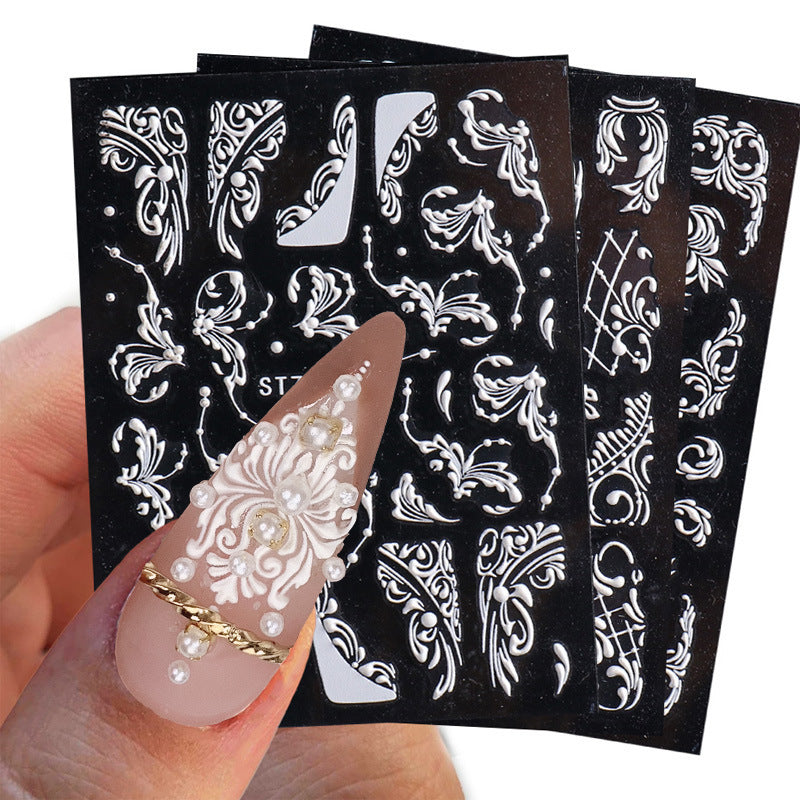 New 5D Stereo Carved Rose Nail Sticker