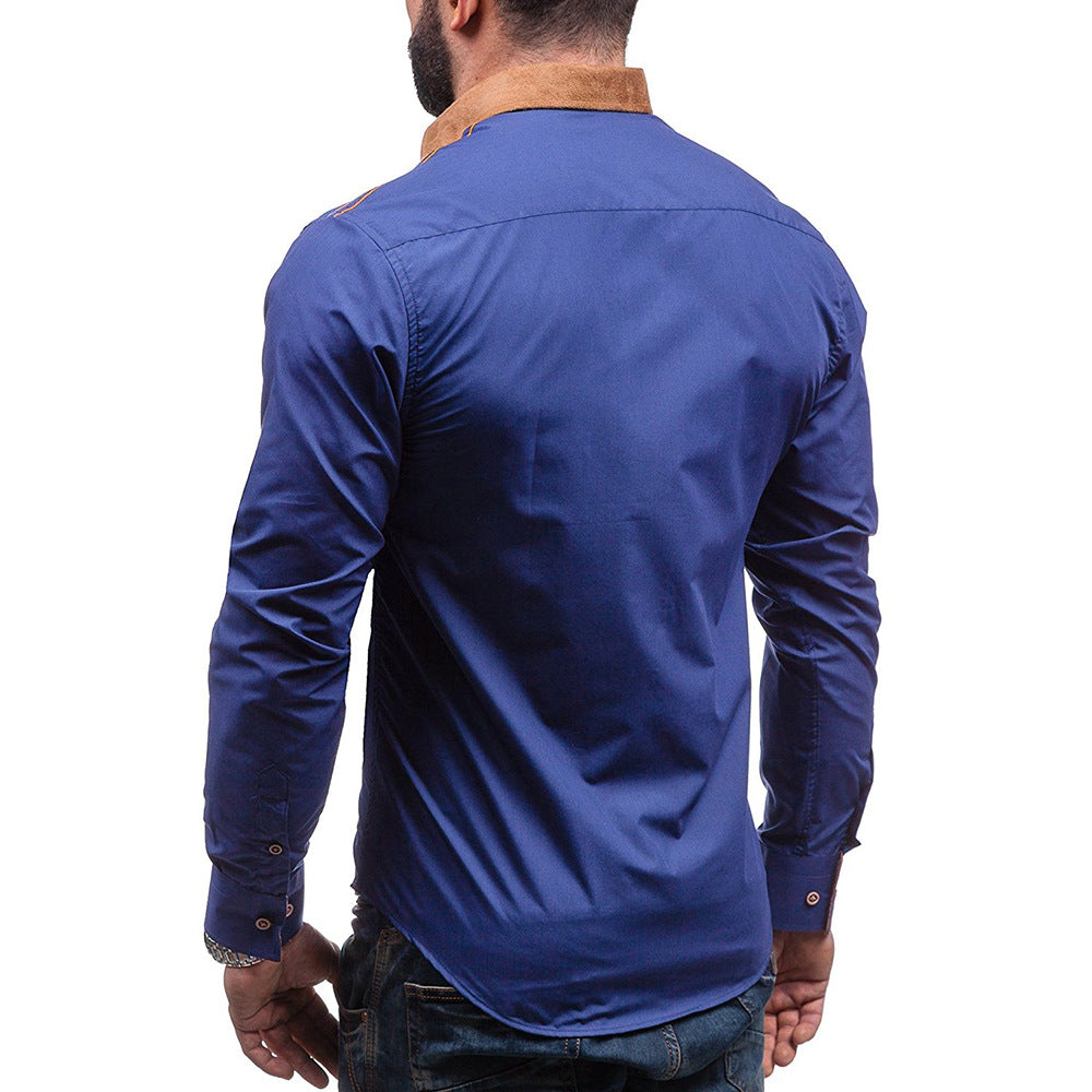 Casual Men's Loose Plus Size Long-sleeved Shirt