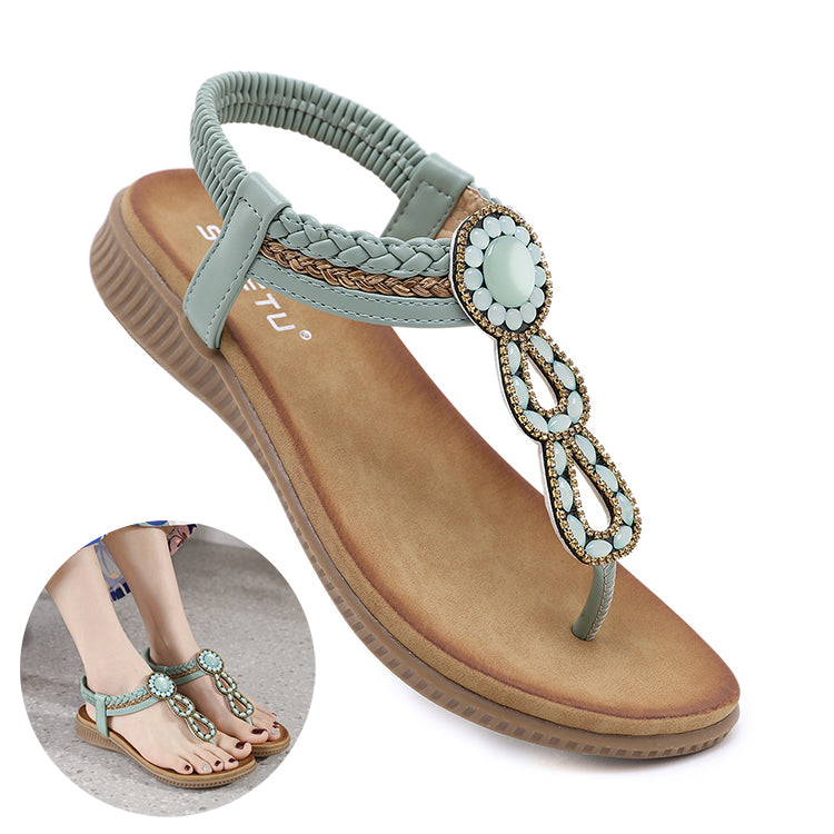 Boho Thong Sandals Women Weave Beach Shoes Flip Flops