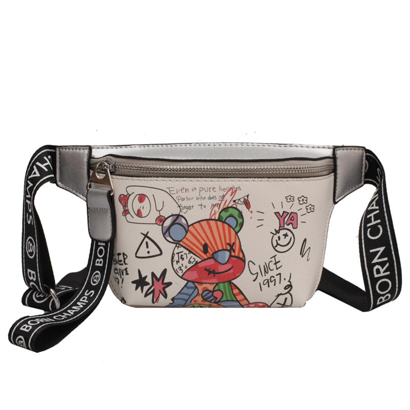 Casual Waist Bags For Women 2021 Cute Bear Pattern Leather Shoulder Chest Bag Travel Women Fanny Pack Belt Purses Female Bolsos