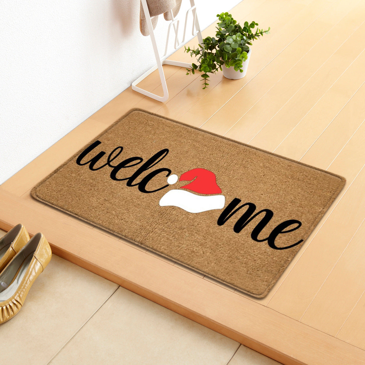 Cartoon Christmas Letters Entering The Door Carpet Floor Mat