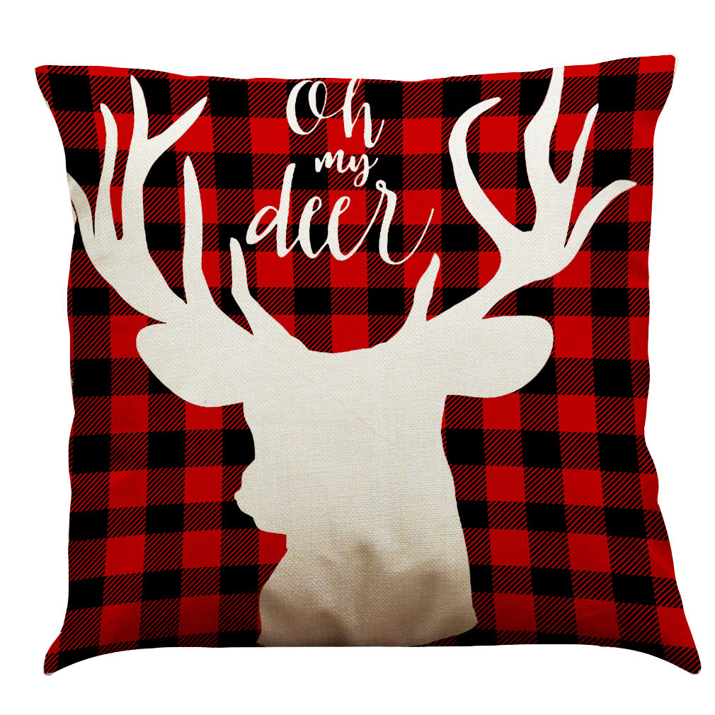 Christmas Cotton Linen Sofa Car Cushion Pillowcase