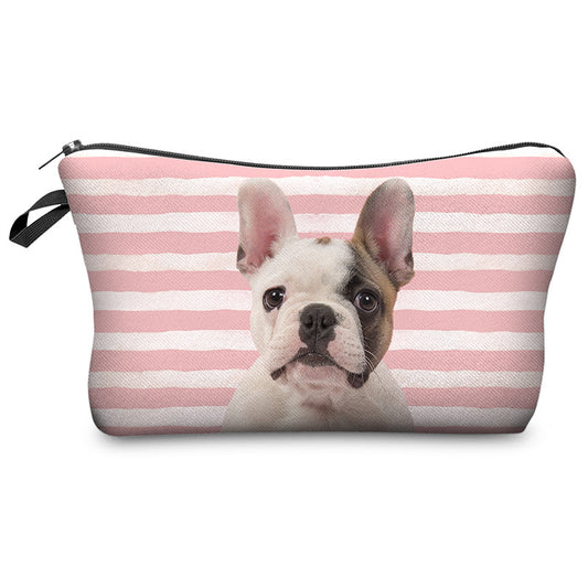 Cosmetic Bag 3d Digital Printing Bulldog Puppy Dog Wash Bag