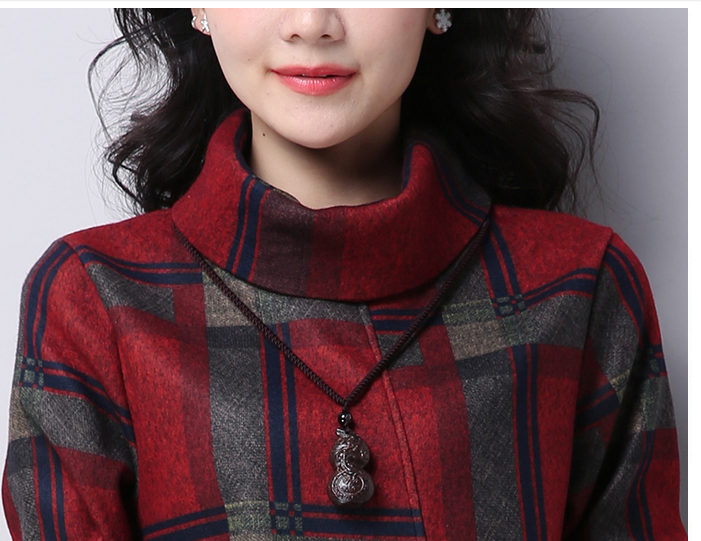 Woolen Dress Large Size Retro Plaid Autumn And Winter