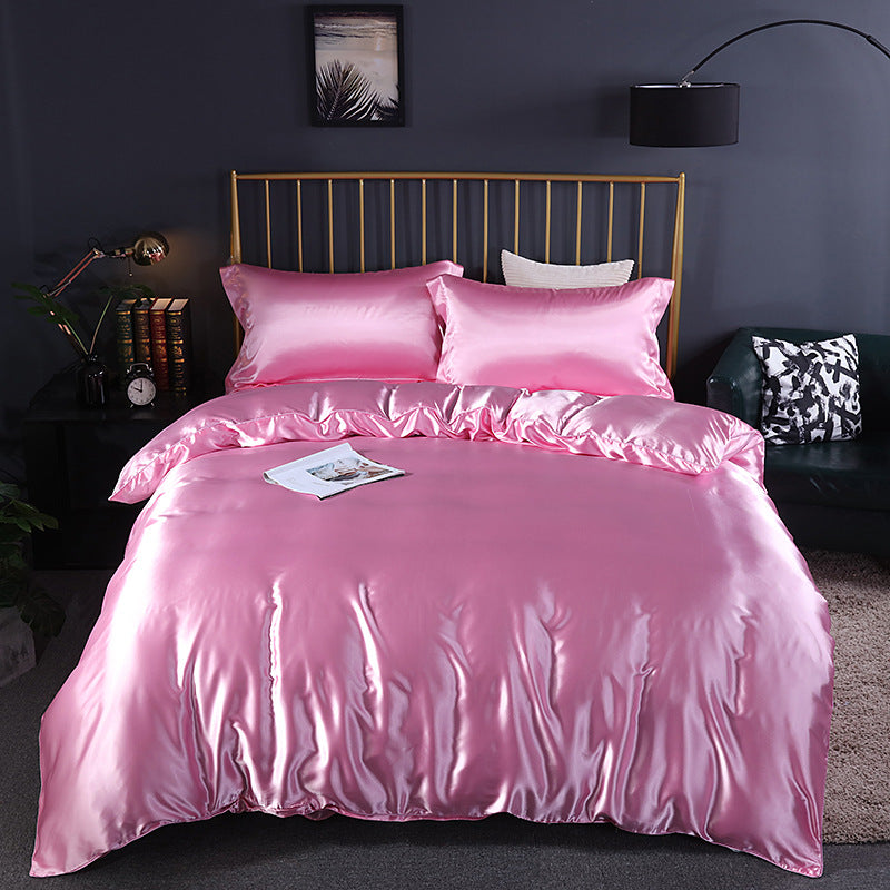 Summer Simple Pure Color Ice Silk Bed Linen Quilt Cover Bedding