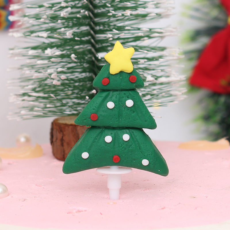 Fashion Christmas Soft Pottery Cake Decoration Plug-in