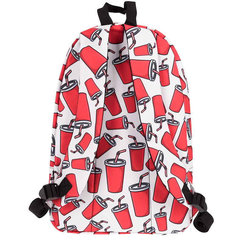 Canvas Cola Print Backpack Student School Bag