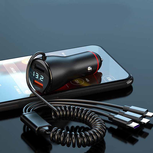 Multifunctional Dual Usb One With Three Wire Charger