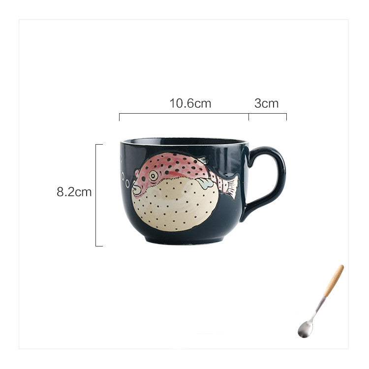 Ceramic Large Capacity Mug With Lid Spoon