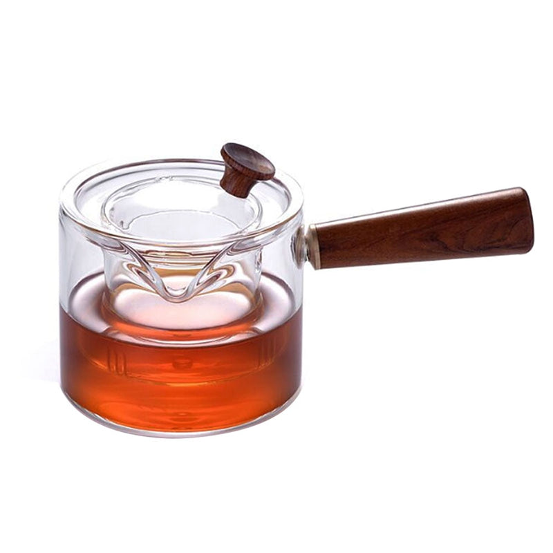 Wooden Handle Teapot Thickened Glass