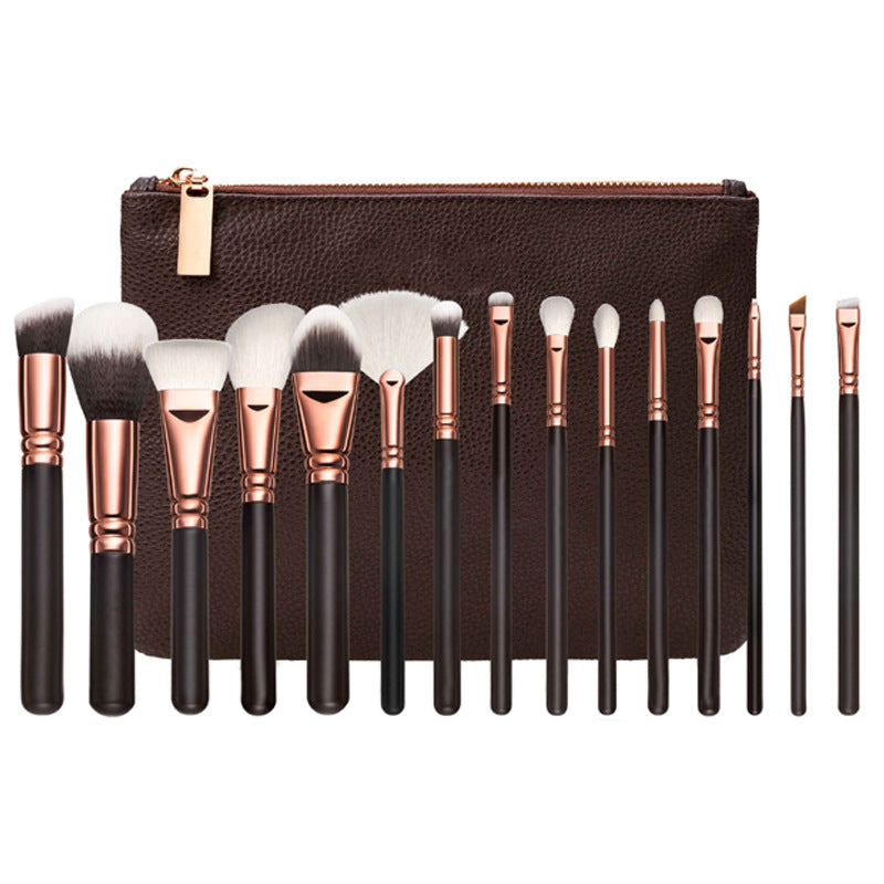 15 Makeup Brush With Bag Rose Gold Makeup Brush Multi-function Makeup Tool Set