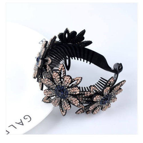 Rhinestone Flower Plate Hair Tie