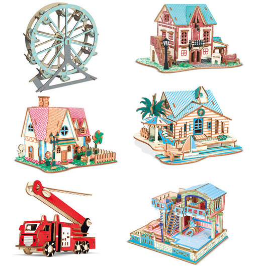 Wooden puzzle 3D three-dimensional puzzle DIY model