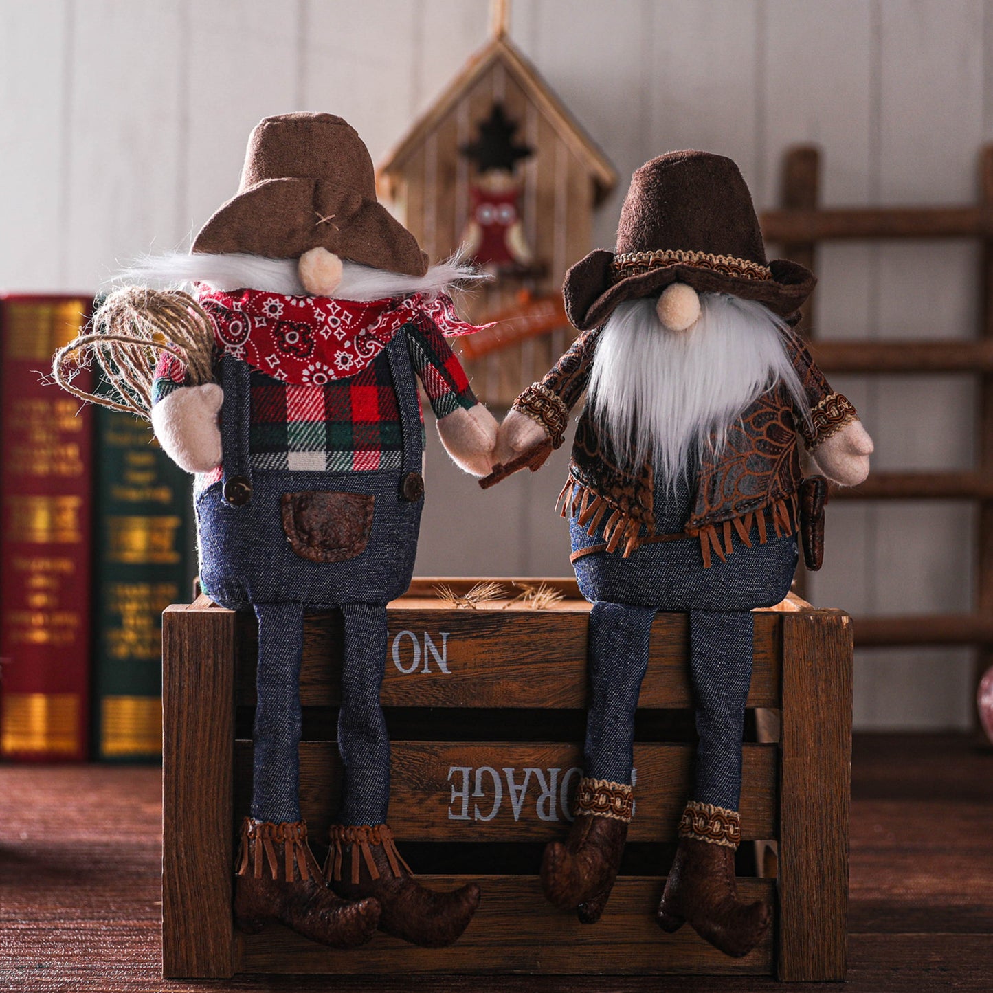 Western Cowboy Style Long Legs Rudolph Faceless Doll