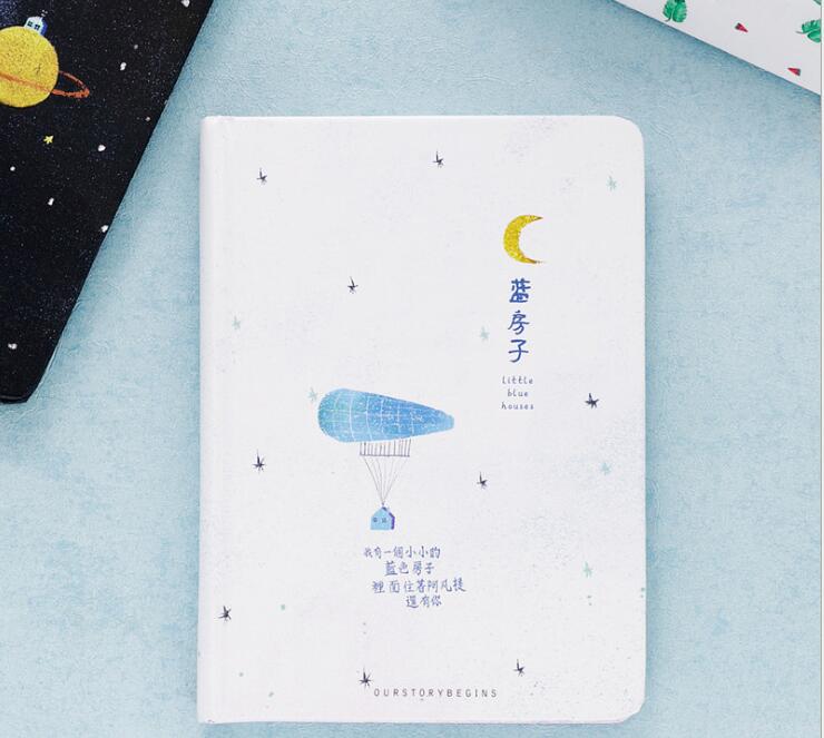 Creative trend Color Pages A5 Notebook Little Blue House Diary Book Hardcover diary Stationery School Supplies