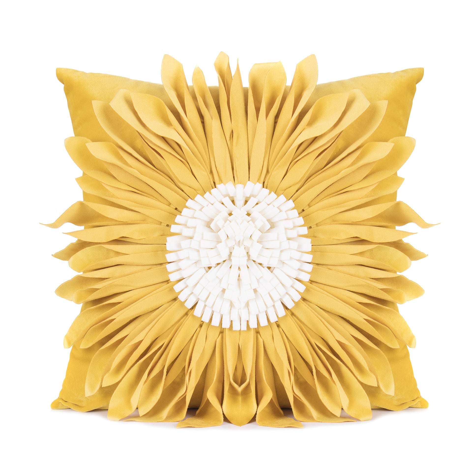 Fashion Modern Style White Throw Pillows Velvet Stitching 3D Chrysanthemum Cushion Waist Pillow Blue Cushion Case