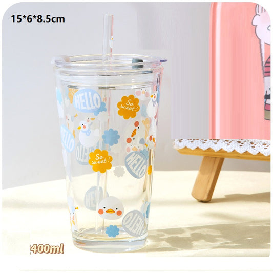 High Borosilicate Duck Duck Straw Glass Girl Heart