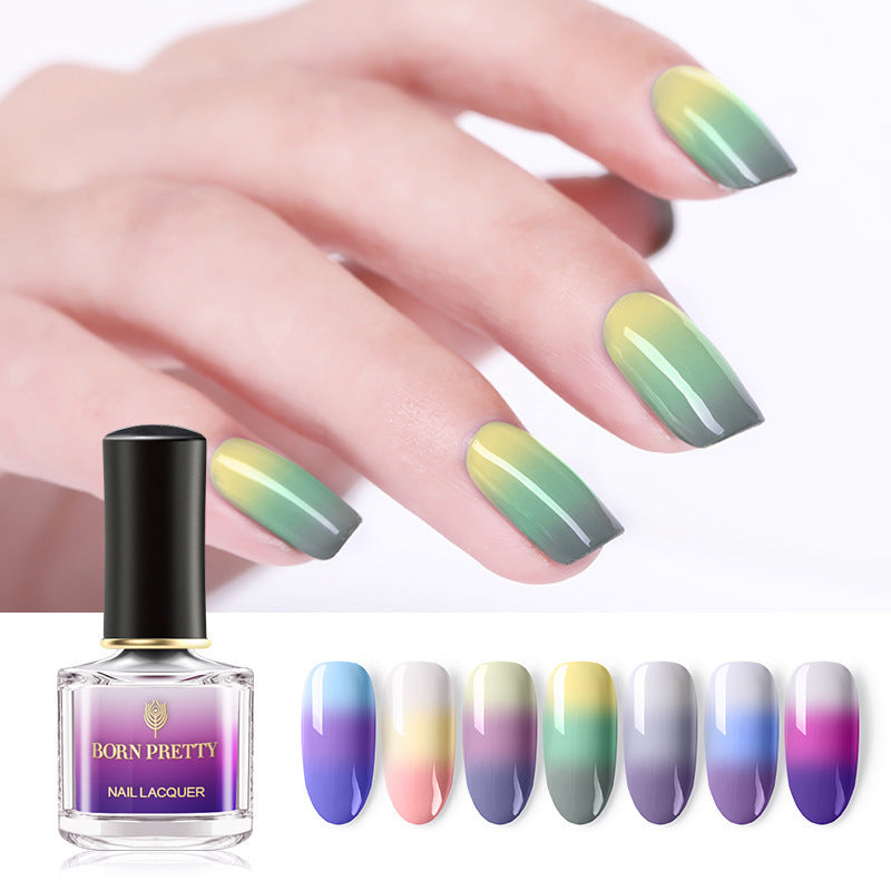 Three-color temperature-change nail polish