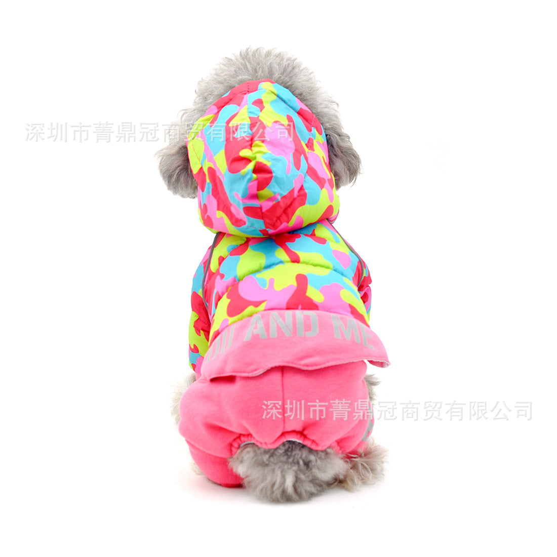 New Camouflage Hooded Four-legged Teddy Dog Autumn And Winter Clothes Pet Winter Clothing Thickened Dog Clothing