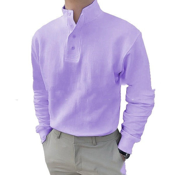 Men's Plain Long-sleeved Shirt With Ordinary Slit