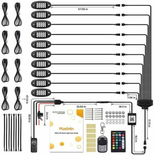 Auto And Motorcycle LED Decorative Lights One For Ten RGB Remote Control
