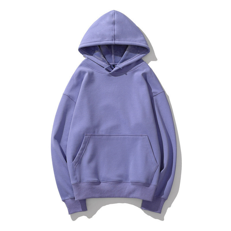 Men's Loose Solid Color Plus Size Fleece Hooded Sweater