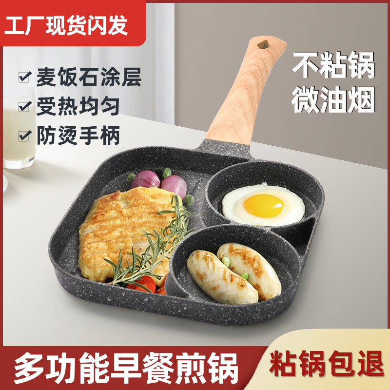 New Cross-border Omelette Pan Maifan Stone Non-stick Pan Steak Four-hole Breakfast Pan Induction Cooker Gas Universal