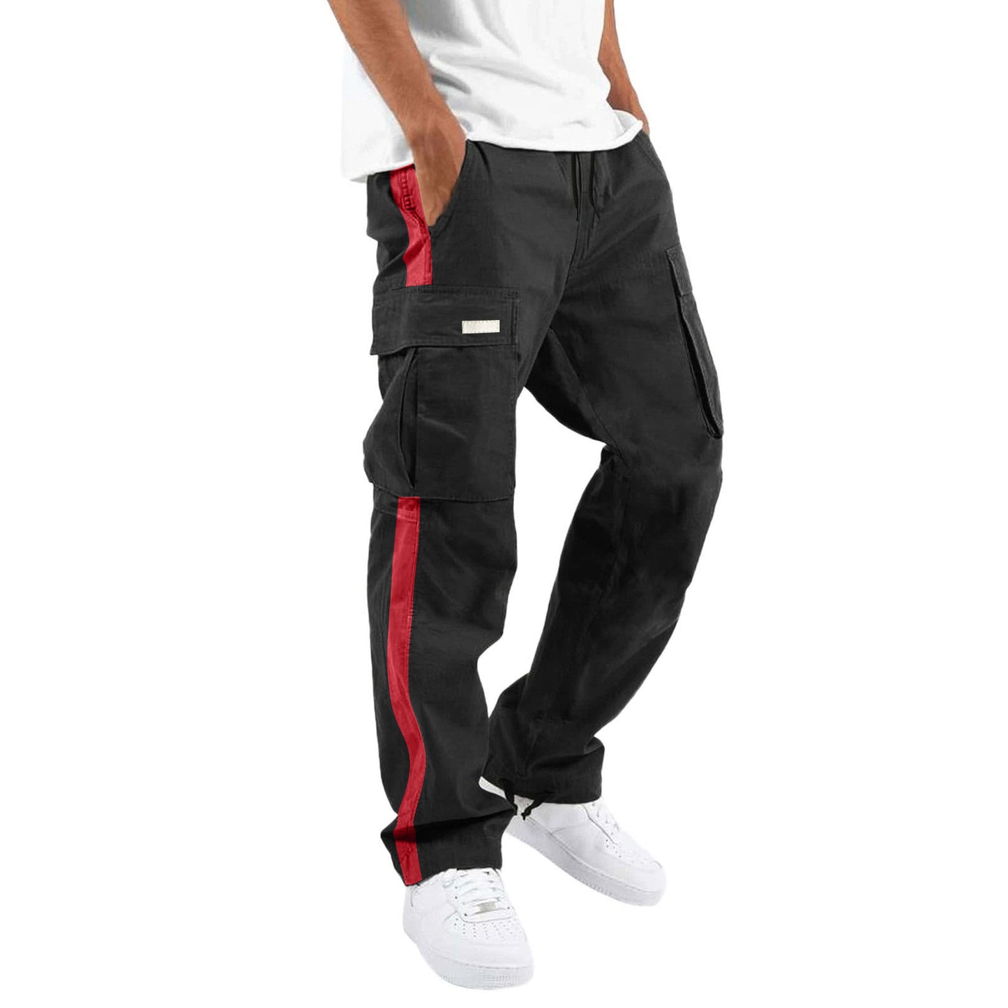 Men's Fashion Casual Drawstring Drawstring Pocket Color Blocking Pants