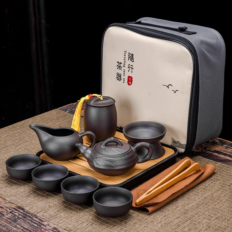 Zisha Travel One Pot Four Cups Portable Tea Set