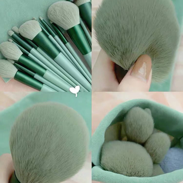 Set Of 13 Four Seasons Green Makeup Brushes