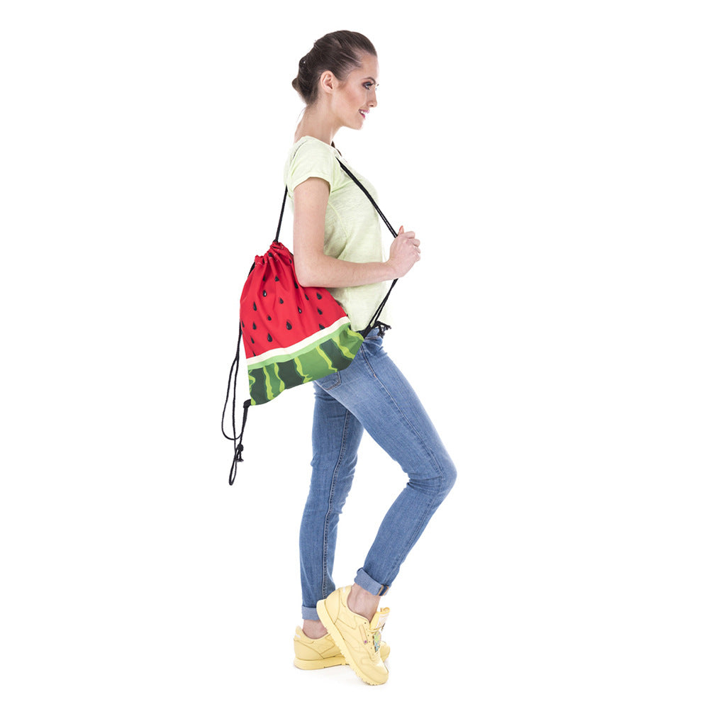 Drawstring Bag Storage Bag With Drawstring Pocket 3d Digital Printing Watermelon Fruit