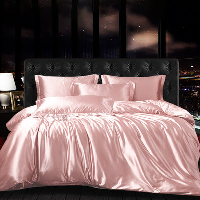 High-grade Silk Four-piece Simple Quilt Cover Sheet Bedding