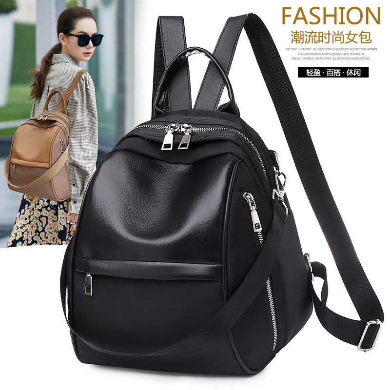 Backpack Women's Oxford Cloth With PU Leather Small Backpack Multi-functional Diagonal One-shoulder Anti-theft Travel Bag Large-capacity Schoolbag