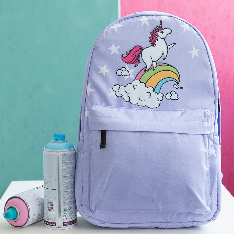 Children's Schoolbag Girls Travel Light And Practical Canvas Backpack Cute Cartoon Print Backpack