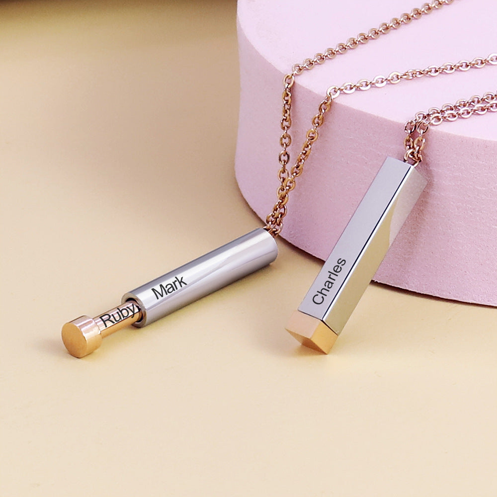 Customize Lovers Name Stainless Steel Necklace Remember Your Most Meaningful Phrase/Word