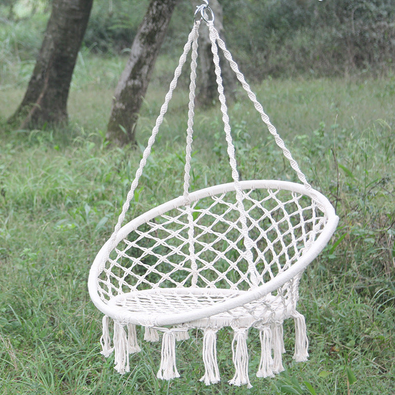 Nordic Style Round Hammock Outdoor Indoor Dormitory Bedroom Hanging Chair For Child Adult Swinging Single Safety Hammock