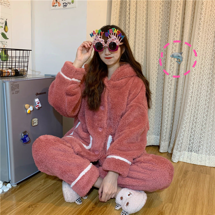 Autumn And Winter Cute Hooded Home Service Suit