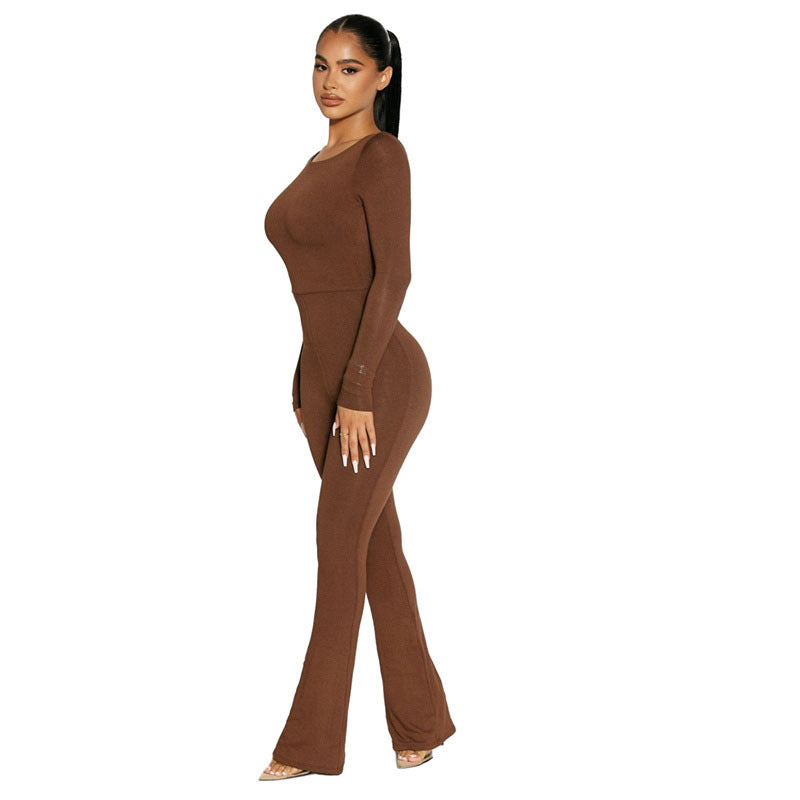 Stretch Back Autumn And Winter Women's Long-sleeved Jumpsuit